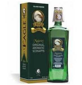 EAGLE AROMATIC SCHNAPPS 75cl with glass.