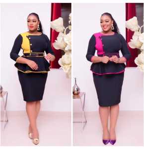 Elegant peplum office gown