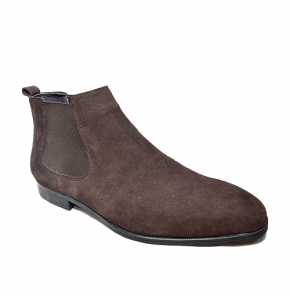 Mens Chelsea suede ankle shoe-dark brown