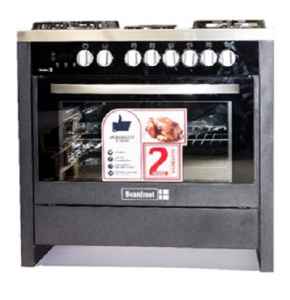 Scanfrost 90cmx60cm free standing cooker range / gas oven SFC 9423B Black Finish. 5 Gas burner lamp/ fully
