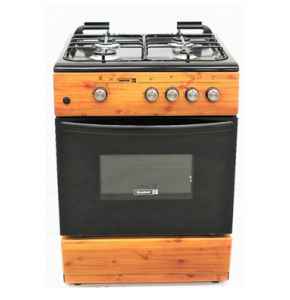 SCANFROST 6402 NG 60cmx60cm FREE STANDING COOKER RANGE 4 GAS BURNERS AND GAS OVEN GRIL AND WOOD FINISH