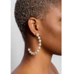 Curved Earrings with Faux Pearls.