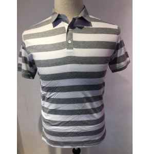 Panda Men Short sleeve Shirt - White and Charcoal Bold Stripes