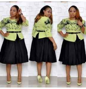 Corporate Round Neck Flare Dress with Belt