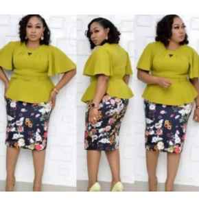 Skirt and Lemon Blouse with Belt