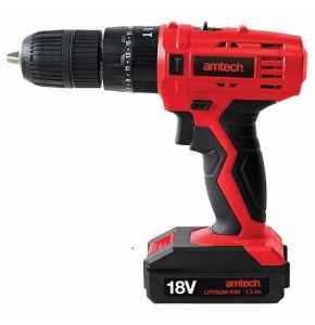 Amtech V6515 18-Volt Li-Ion Cordless Rechargeable Drill Driver - DWAC00379