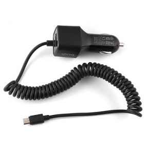 Budi Car Charger 1 USB Port With Coiled Micro USB Cable - M8J066M - DWAC00184
