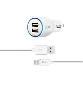 Budi Car Charger 2 USB Port With Lightning Cable - M8J071 - DWAC00165