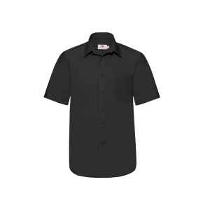 Fruit of the Loom Short Sleeve Poplin Shirt in White and Black Colours