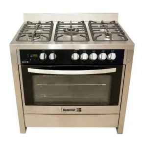 Scanfrost  -  90X60 CMS 5 Gas Burners (1 WOK + 4 MORMAL) -Fully Stainless Steel Flash Board , Lamp and Gas Oven SFC9502SS -  APSCCKFG11