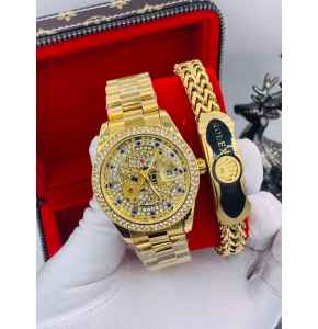 Gold Wristwatch and Bracelet