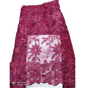 Burgundy Sample Lace Material  X 1yard