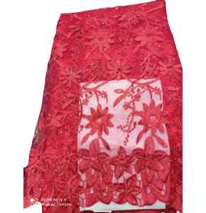 Red  Sample Lace Material  X 1yard