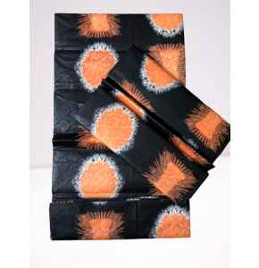 Kampala Fabric 5 Yards Unisex (mixed black and orange colour) X1
