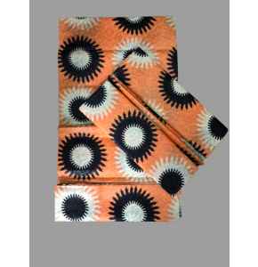 Kampala Fabric 5 Yards Unisex (mixed orange background and black colour) X1