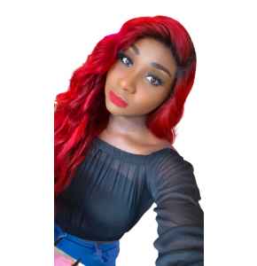 Hot Red 4x4 Brazilian Remy wig