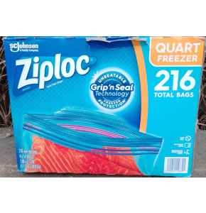 Ziploc Double Zipper Quart Freezer Bags, 216 Count