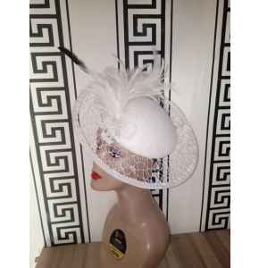 Women's wedding and Church Fancy Hat, embellished with feather