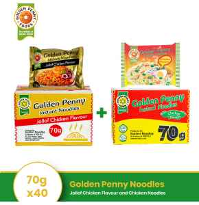 Golden Penny Noodles- Jollof Chicken Flavour And Chicken Noodles 70gx40