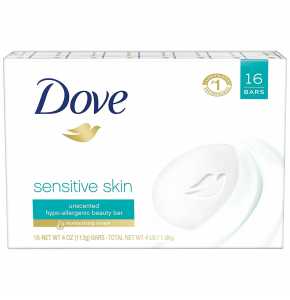 Dove Beauty Bar More Moisturizing Than Bar Soap Sensitive Skin Effectively Washes Away Bacteria, Nourishes Your Skin 3.75 oz 16 Bars