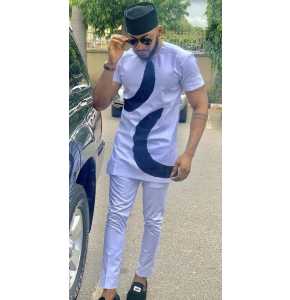 White and navy blue ankara