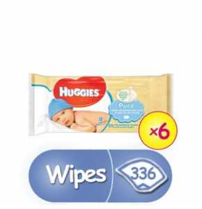 Huggies Pure skin  Baby Wipes  X 6