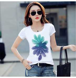 Women white T-shirt polo top