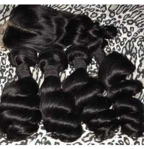 20 inches natural hair 3 bundles and 1 closure  the quality of the hair 300 gram