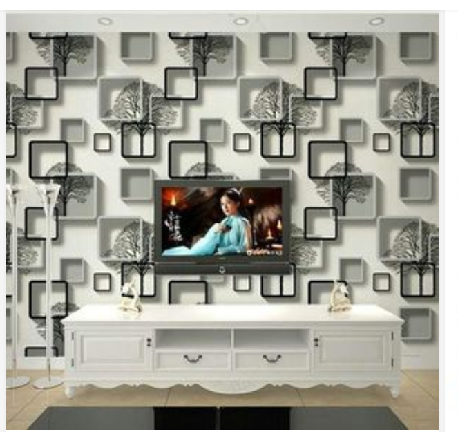 3D wallpaper white /grey/black box designed wallpaper