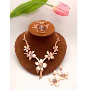 Viennoise gold petal designed necklace and earrings - 3242