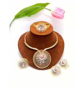 Viennoise silver and gold designed necklace and earrings - 3246