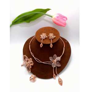 Viennoise gold designed necklace and earrings - 3250