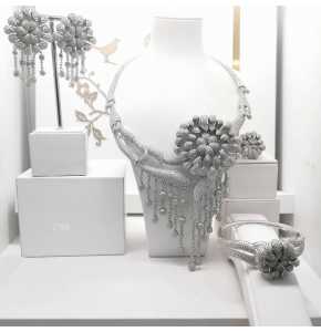 Zirconia Costume set Platinum made - 3371