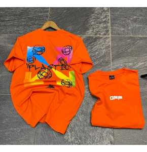 Orange designed short sleeve T.shirt. Regular and big tall sizes
