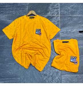 Yellow designed short sleeve T.shirt. Regular and big tall sizes