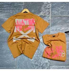 Brown designed short sleeve T.shirt. Regular and big tall sizes