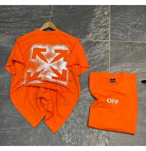 Orange designed short sleeve T.shirt. Regular and big tall sizes