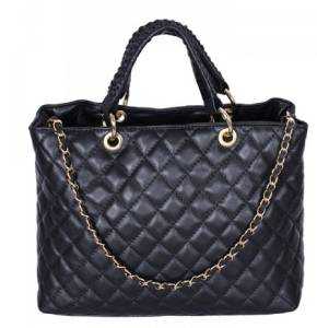 Shalatel Anneta Genuine Quilted Leather Shoulder Bag - Black