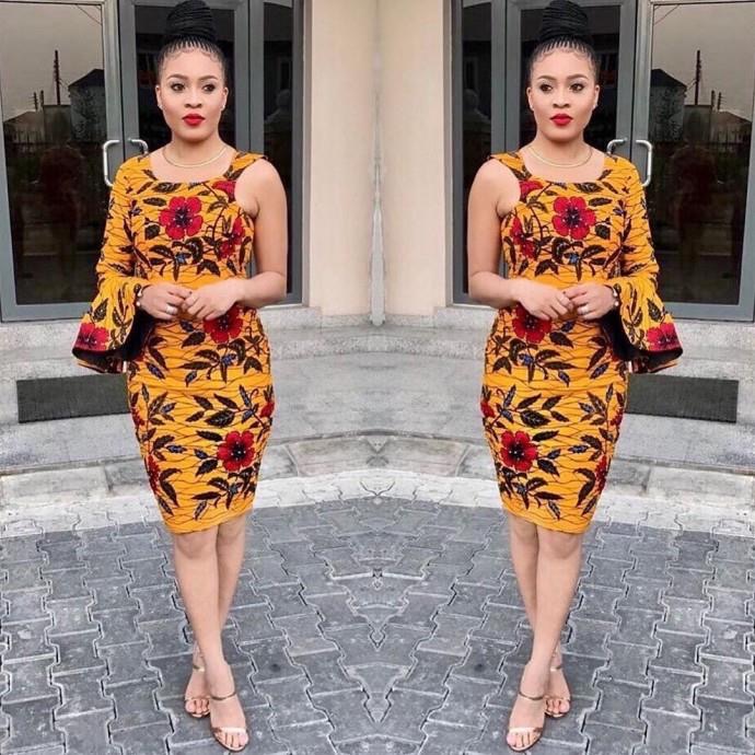 Yellow red and black ankara gown
