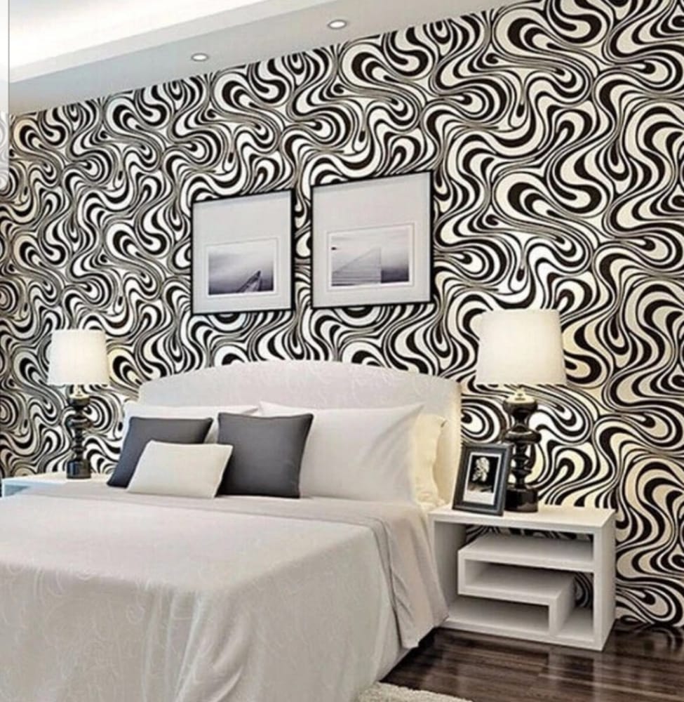 Geometric 3D white and black designed wallpaper
