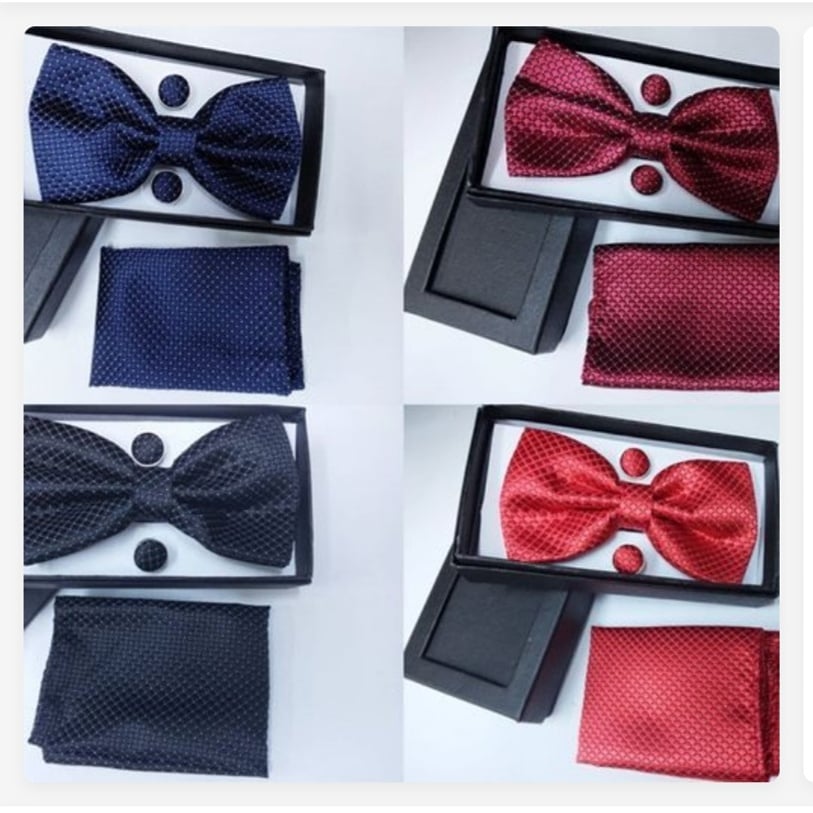 Bow Tie Cotton Plaid Striped Bow Tie-Red, Wine, Blue, Navy Blue