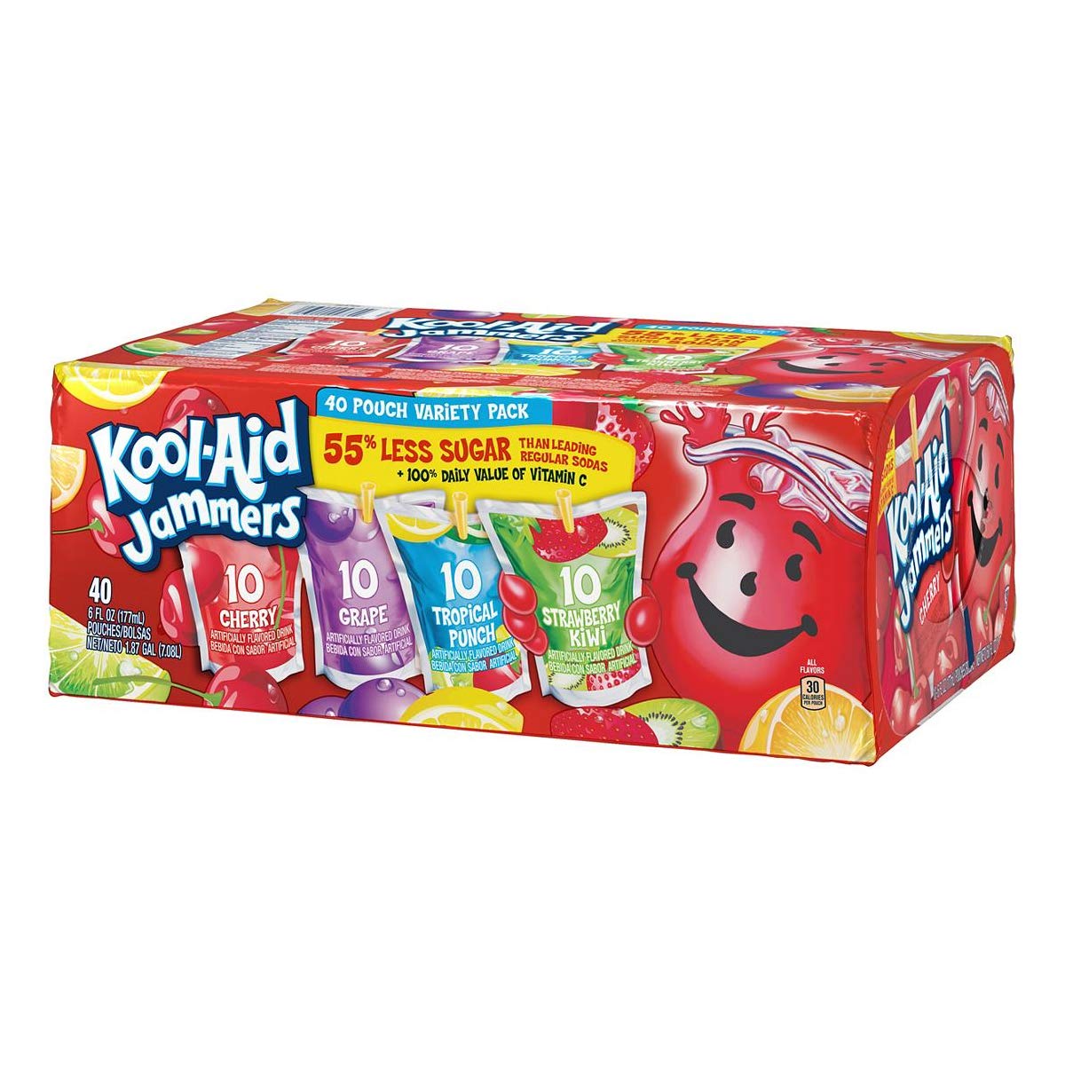 Kool-Aid Juice Jammers, 6-fl.-oz. Pouches with Classic Kool-Aid flavors Cherry, Grape, Tropical Punch and Strawberry Kiwi