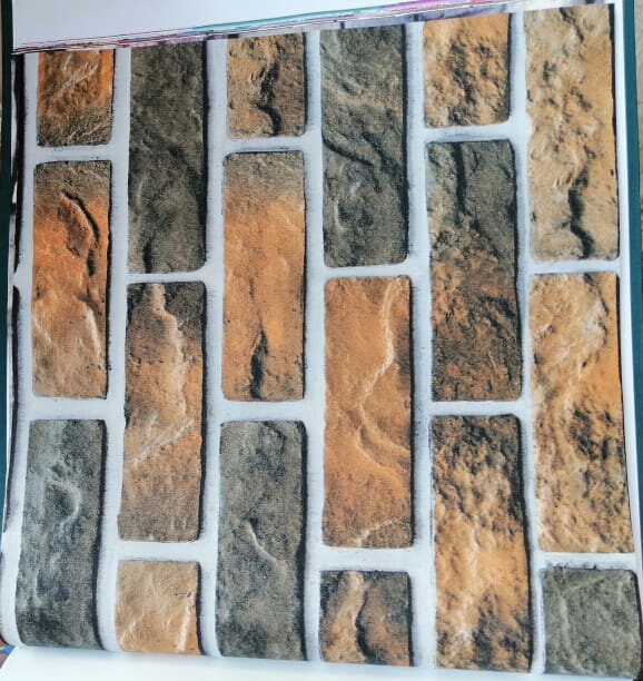 3D multi coloured brick wallpaper