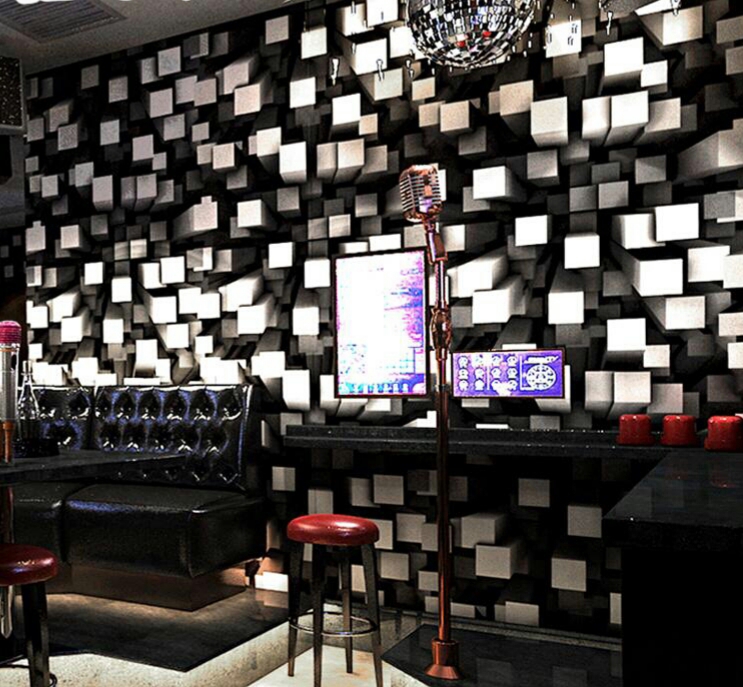 3D wallpaper black and white box designed wallpaper