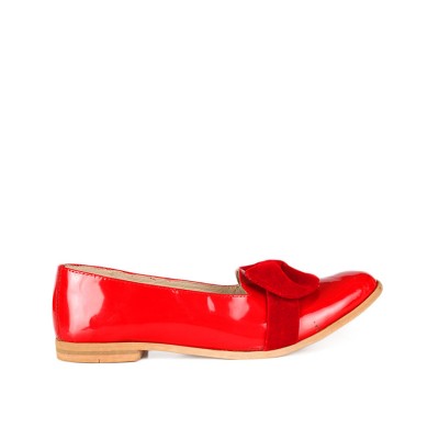 Italian Leather Quality Female Party Corporate Bow lady Shoe-Red