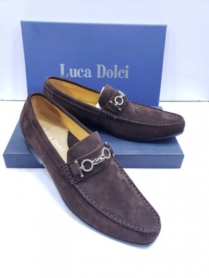 Mens Brown Suede luca Dolce Loafer   A Pair of Free Sock