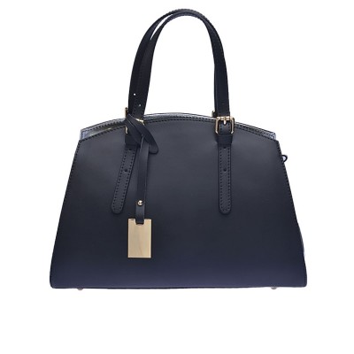 Shalatel Adona Elegant Leather Tote - Black  Silver
