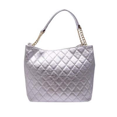 Shalatel Alessa Quilted Leather Hobo - Silver