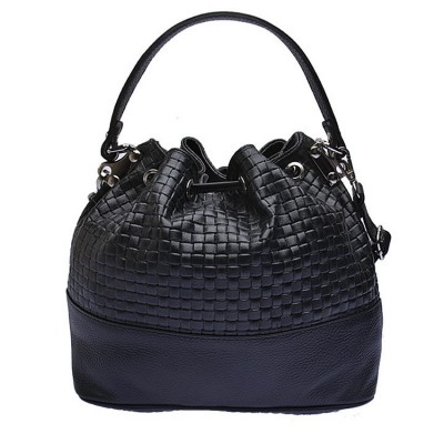 Shalatel Imelda Woven Genuine  Leather Hobo - Black