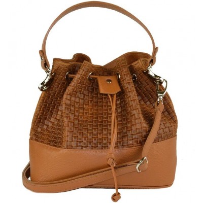 Shalatel Imelda Woven Genuine  Leather Hobo - Light Brown